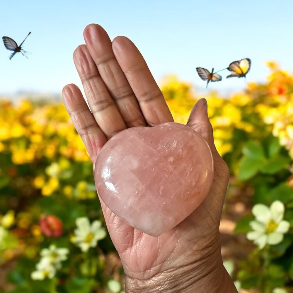 Rose Quartz Heart Crystal - Picture 3 of 9